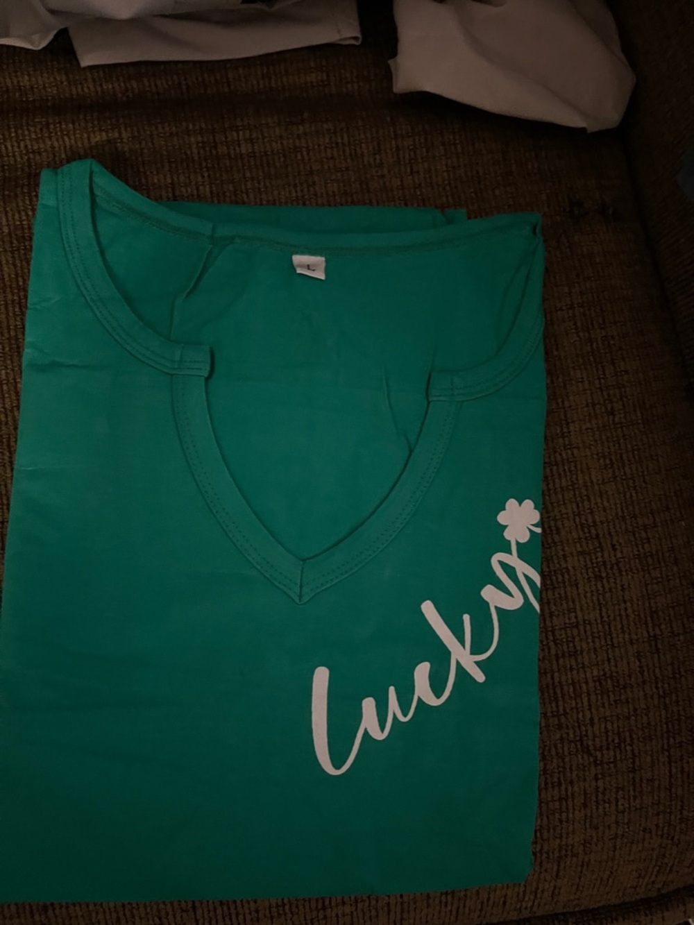Green 'Lucky' V-Neck Tee